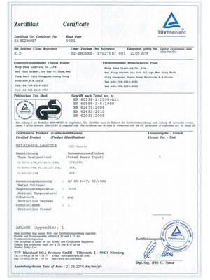 Panel LED: Certificado TUV-GS